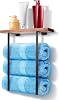 Towel Racks Wall Mounted, Bathroom Rolled Towel Storage, Metal Towel Holder with Wood Shelf for RV, Spa, Salon