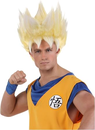 Dragon Ball Z Adult Super Saiyan Goku Wig Yellow Spiked Anime Hair, Halloween Costume, Cosplay Accessory