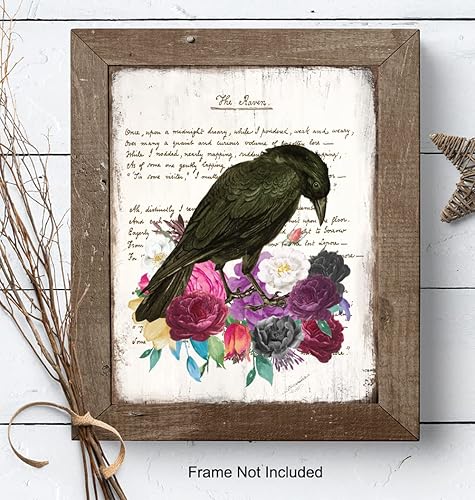 Miniatura 7 de Edgar Allan Poe Gothic Wall Art 11x14 - The Raven Goth Room Decor for Women - Shabby chic Bedroom, Living Room Decor - Wicca, Witch, Occult, Crow,