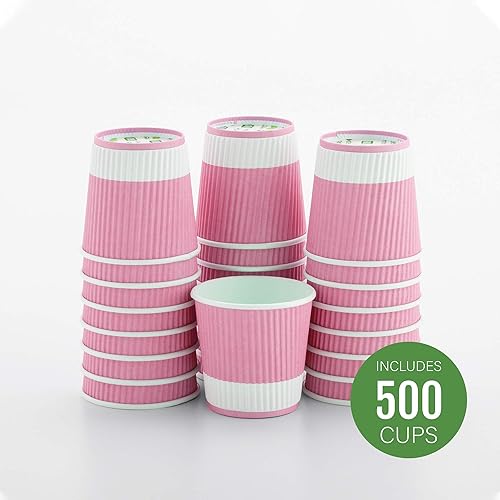 Vista 271 de Vasos de café de papel aislado de pared corrugada, 8 oz, Anaranjado