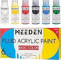 Vista 1 de MEEDEN Basic Acrylic Paint Set: 6 Colors Acrylic Paint Bottles 2oz / 60ml - Professional Fluid Non-Toxic - Art Paints for Canvas Crafts Wood