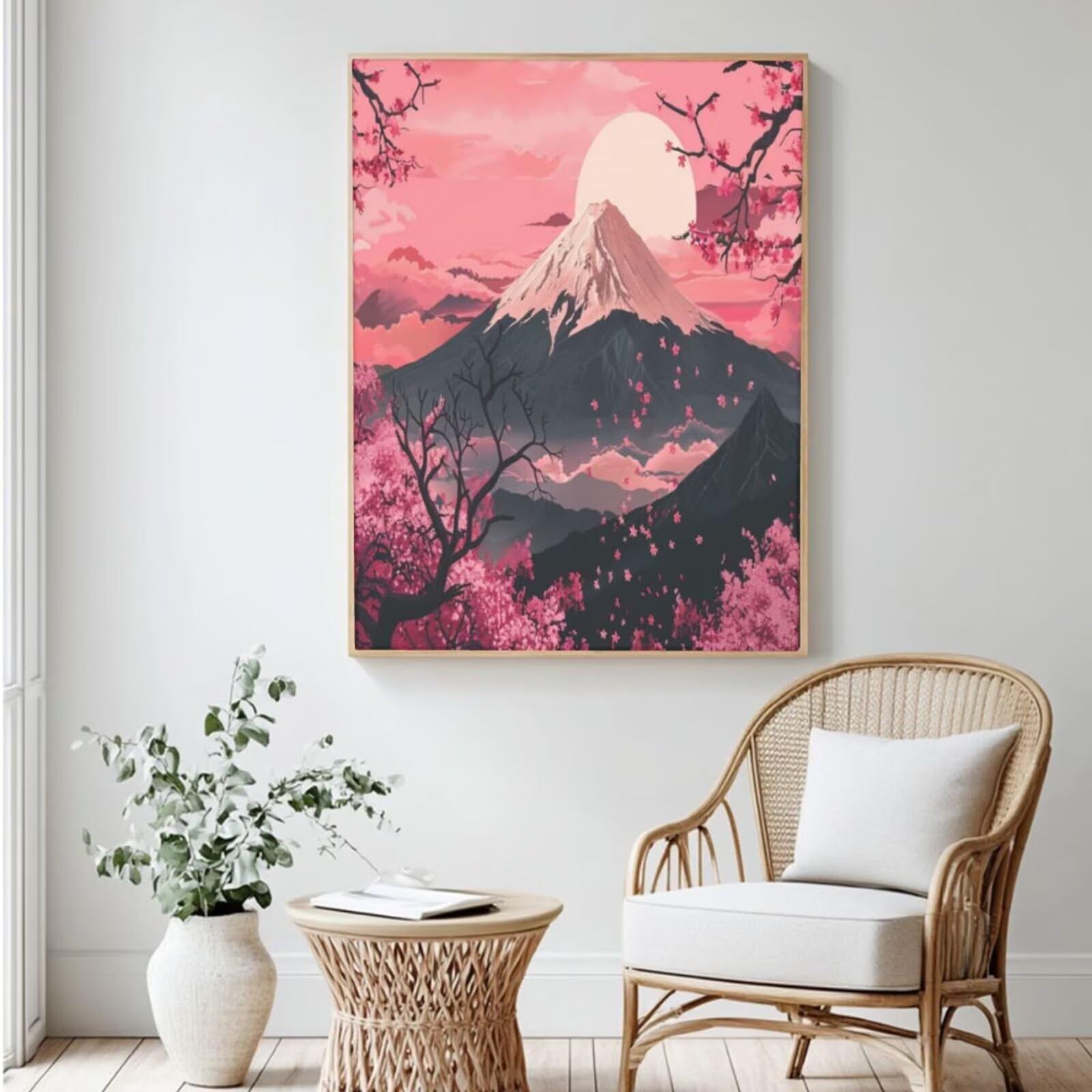 Malen Nach Zahlen Landschaft, DIY Ölgemälde Malen Nach Zahlen Erwachsene Berg, Painting by Numbers Adult/Anfänger mit 6 Pinseln und Acrylfarben, für Haus Wand Deko - (75x100 cm, Ohne Rahmen) MK227