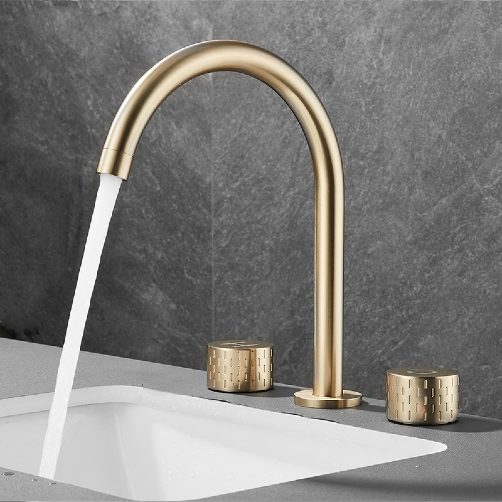 Robinet d'évier de salle de bain 3 trous anti-fuite en laiton pour vasque moderne