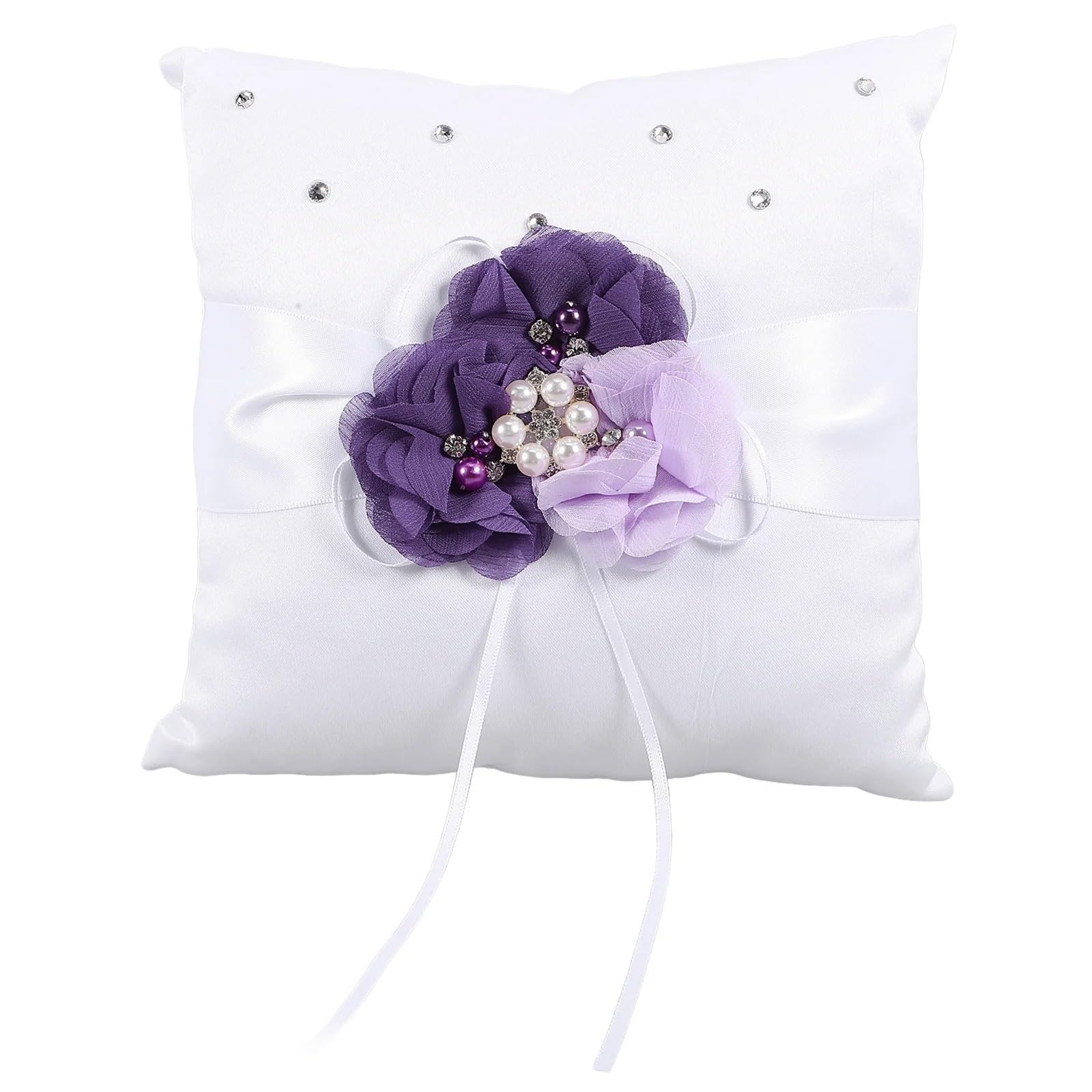 BTRYLDCFA Ring Pillow 20 * 20cm Ring Cushion For Weddings Berrier Pillow Accessories Ceremony Stuff Pillows Bearer(Purple)
