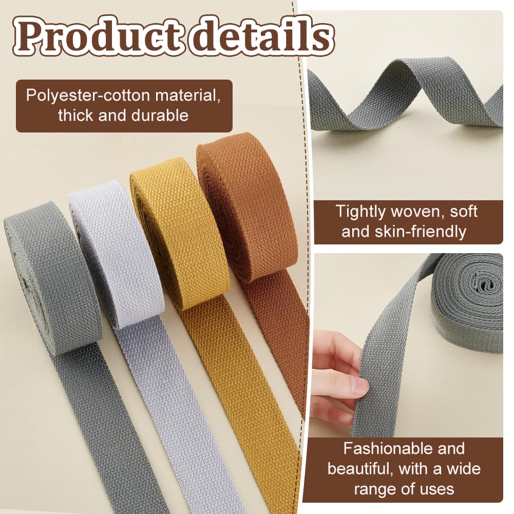 Ruban Sergé Coton PH PandaHall 32mm - 18.3m - 4 Couleurs - Pour Couture Et Artisanat