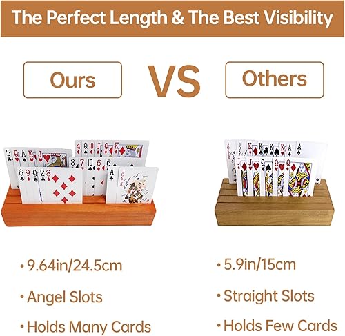 Miniatura 3 de 2 Pack Playing Card Holders Deck Stand, Play Cards Holder for Kids or Elder People, Hands-Free Wood Holder Racks Set of 2,Tray for Organizing Cards