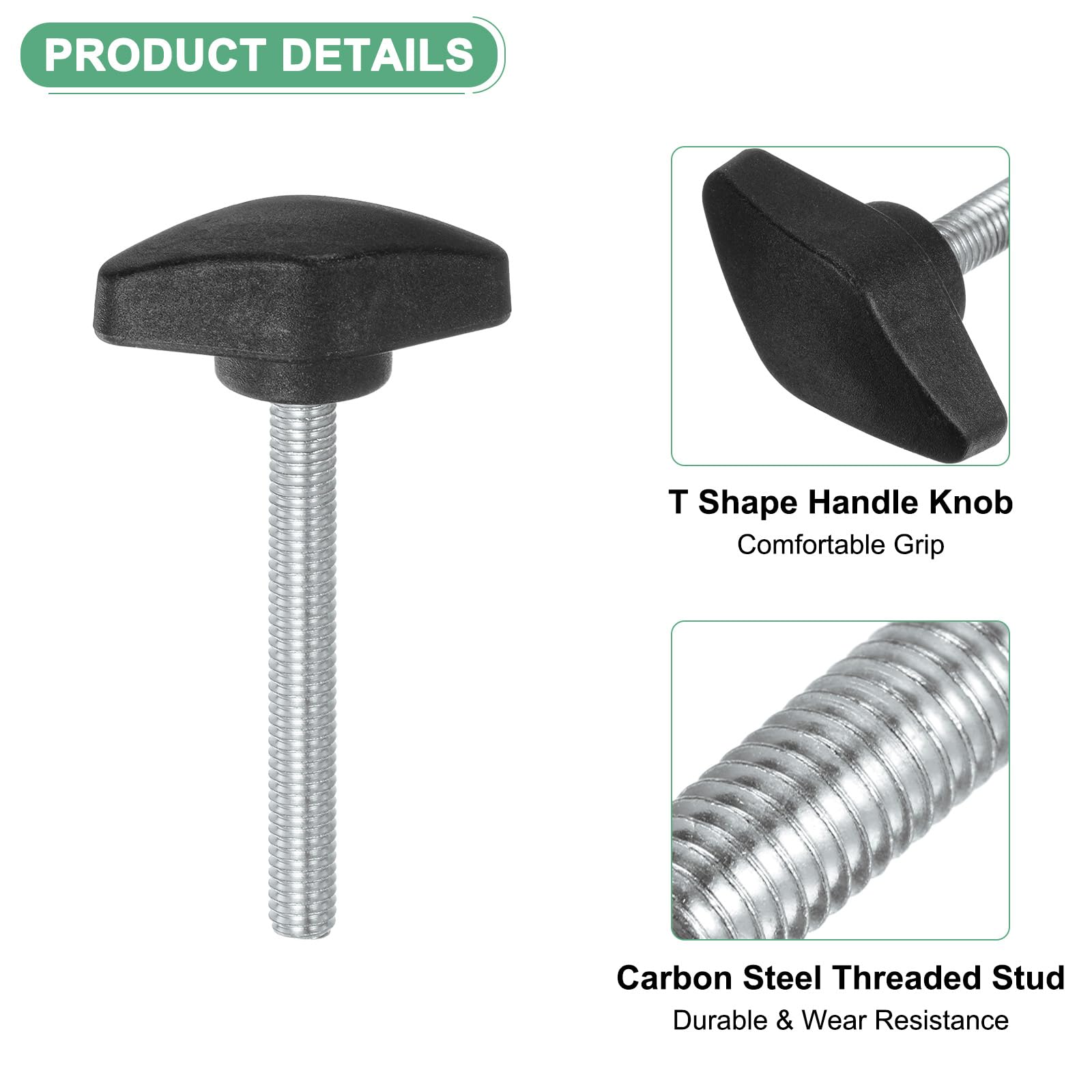 M METERXITY 4-Pack Thumb Screws, M6x55mm Tee Wing Knobs, Plastic T Handles Clamping Knob for Woodworking/Machinery/Equipment - Image 2