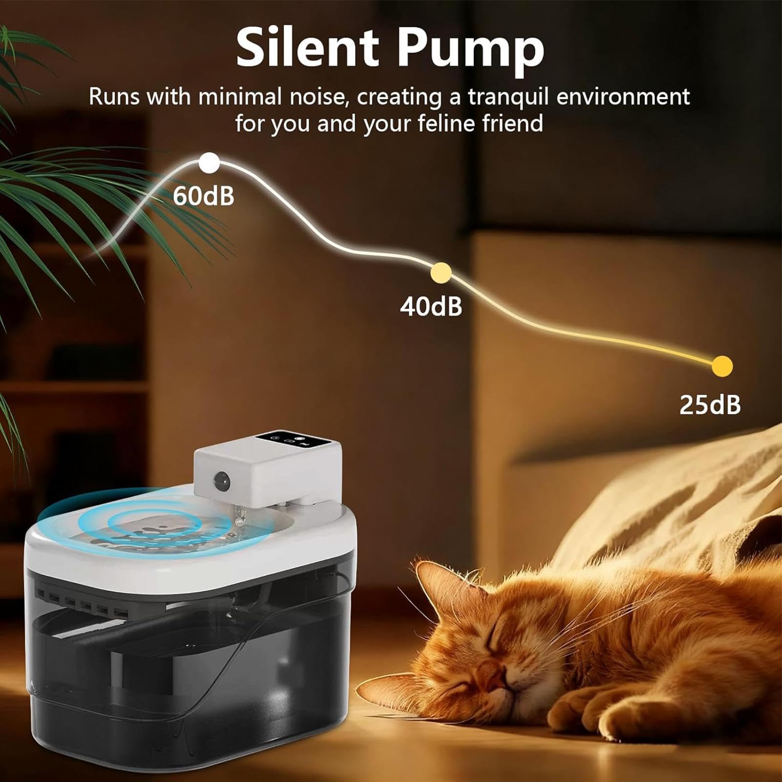 Fontana Animali Domestici Senza Fili Distributore D'Acqua Per Animali Con | Fontana Con Sensore Intelligente Adatto a Interni, Casa, Soggiorno, Cortile, Patio, Vacanza,