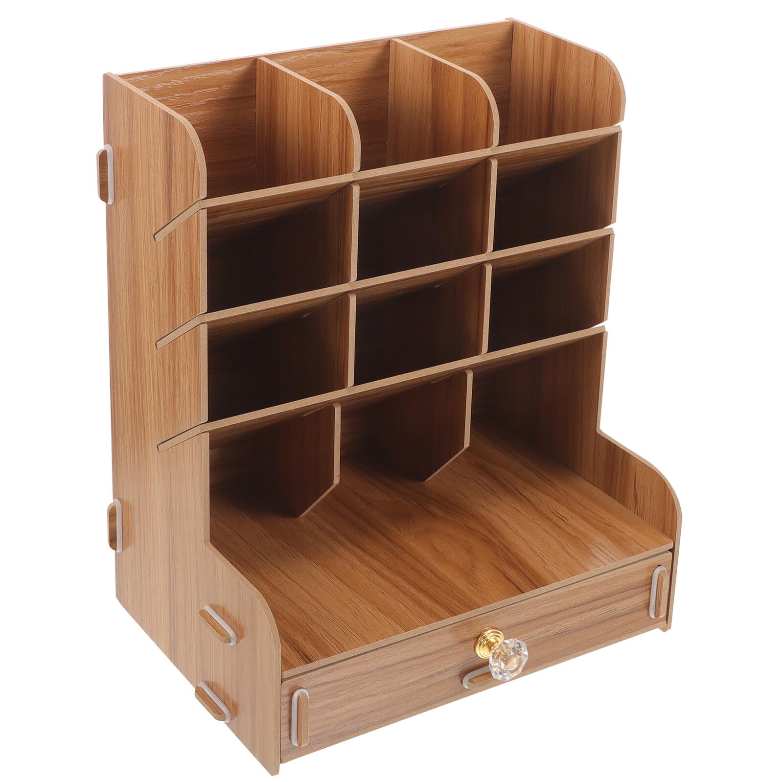 Homoyoyo Organizador de Escritorio Portalápices de Madera Compacta Divisiones Múltiples, Soporte Práctico para Bolígrafos y Artículos de Oficina, Adecuado para Escritorio y Uso Escolar