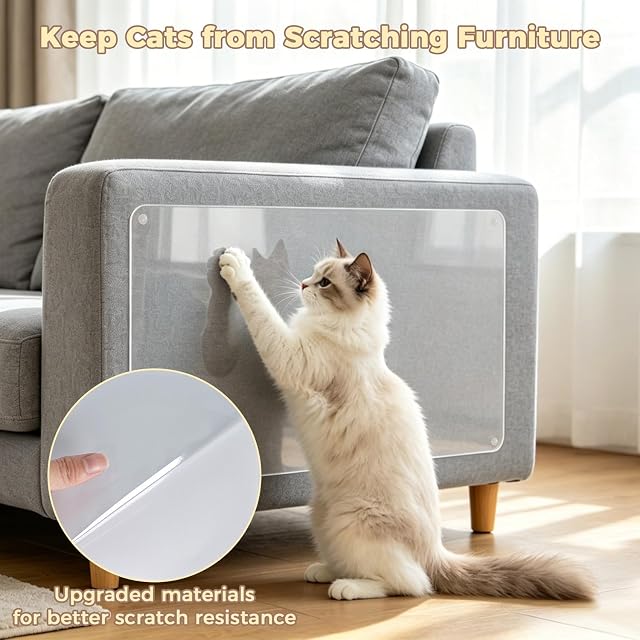 Foto 4 de 8 de Protector Sofa Gatos Arañazo 30cm x 5m, Película Autoadhesiva Transparente Antiarañazos, Protector de Sofá