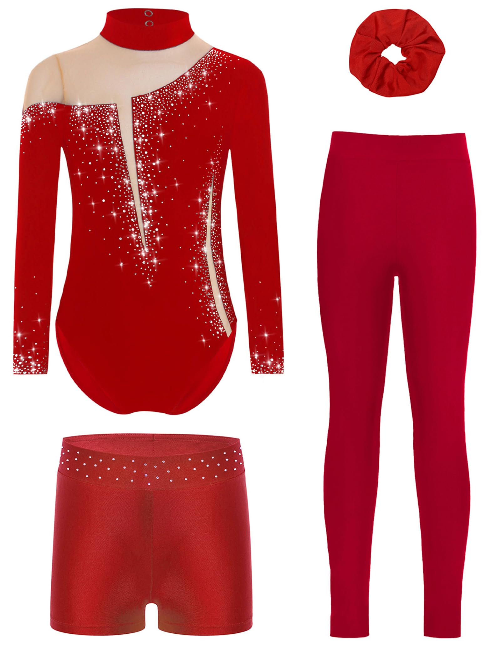 Traje Gimnasia Con Brillo Niña Años Traje Gimnasia Manga Larga Patinaje Artístico Body Mono Camiseta Leotardos Competencia Baile