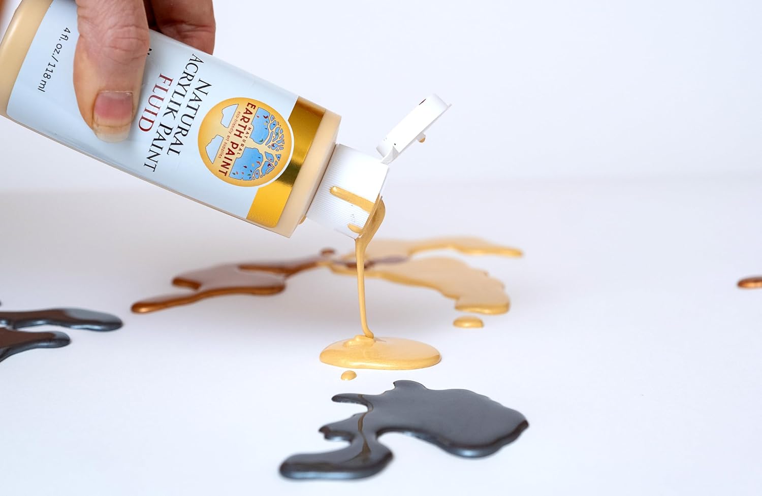 Natural Acrylik Paint Fluid | Gold Mica | 1 fl oz | 30ml | Non Toxic |