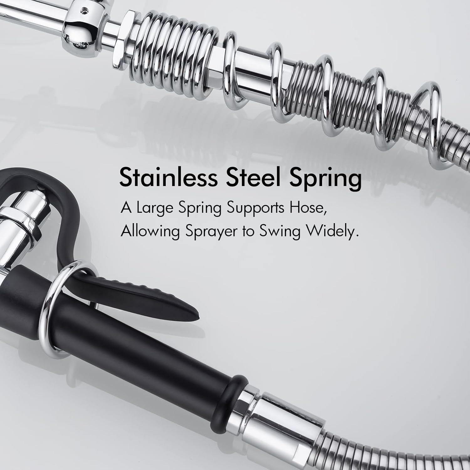 BAGNOLUX Commercial Sink Faucet, 8" Center Wall Mount Base with Pull Out Spray 9.6" Add-on Swing Spout 25" Height, Double Handle Pre Rinse Sprayer Commercial Rv Kitchen Faucet with Ceramic Valve - Image 8