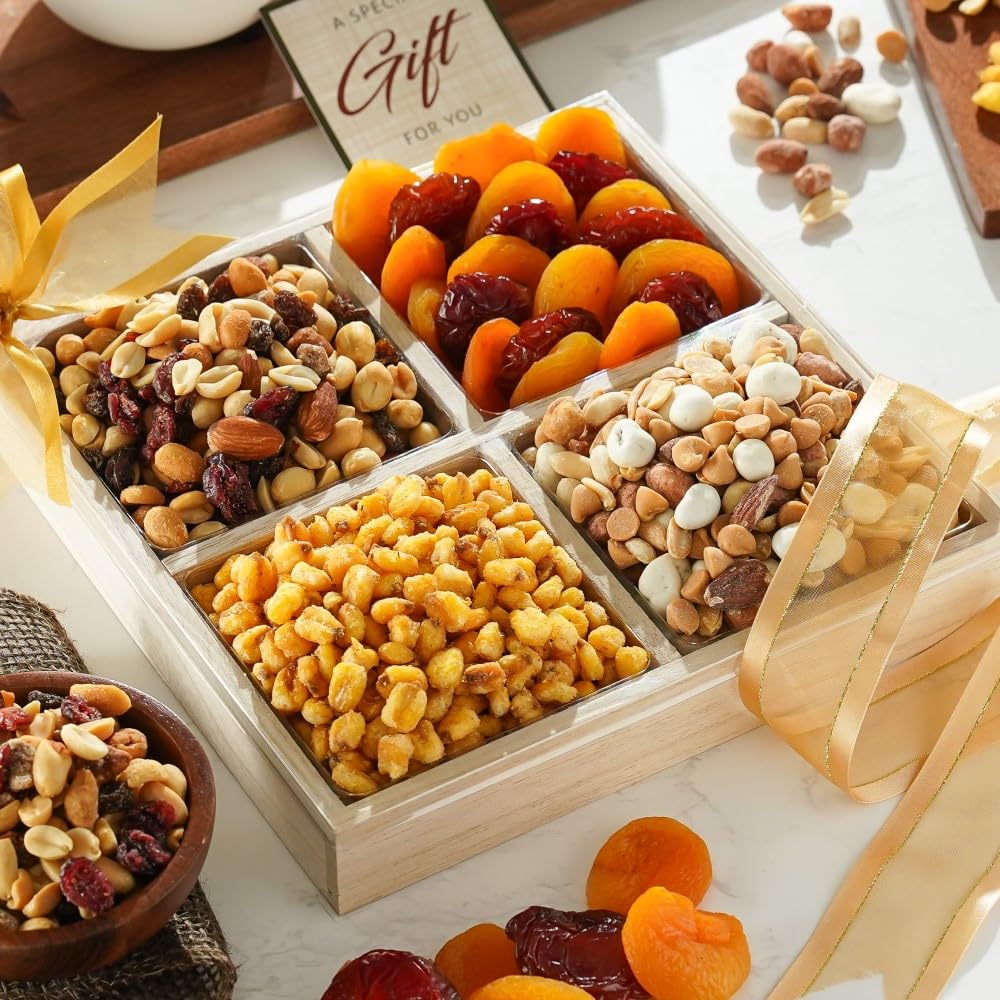 Broadway Basketeers Dried Fruit and Nuts Gift Tray-Holiday Gift Basket, Birthday, Sympathy, Get Well, Corporate Healthy Gifts