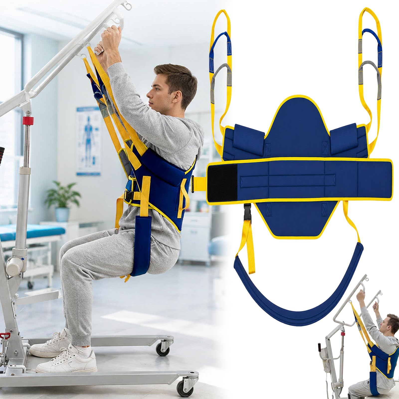 Sangles De Levage Pour Patients, Aide Au Transfert Sangle De Levage Assistée Hauteur Réglable Sur 3 Positions Poids Maximal 230 Kg Compatible Avec La Plupart Des Aides à La Mobilité (M)