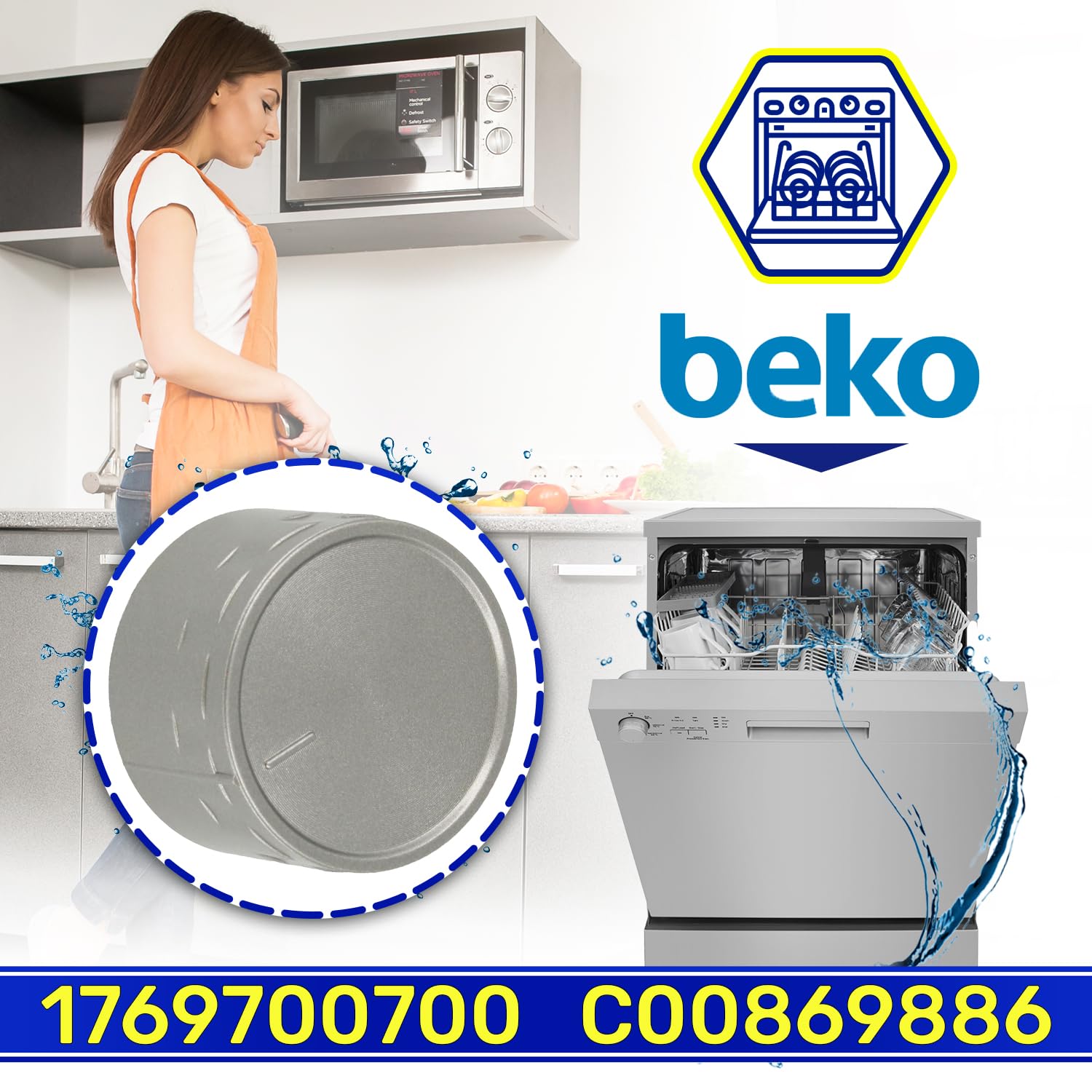 Programmwahlknopf für Geschirrspüler Ø 40 mm х 23 mm mit Originalcode 1769700700 C00869886 für Beko - Garantie 10 Jahre - MONTERAL