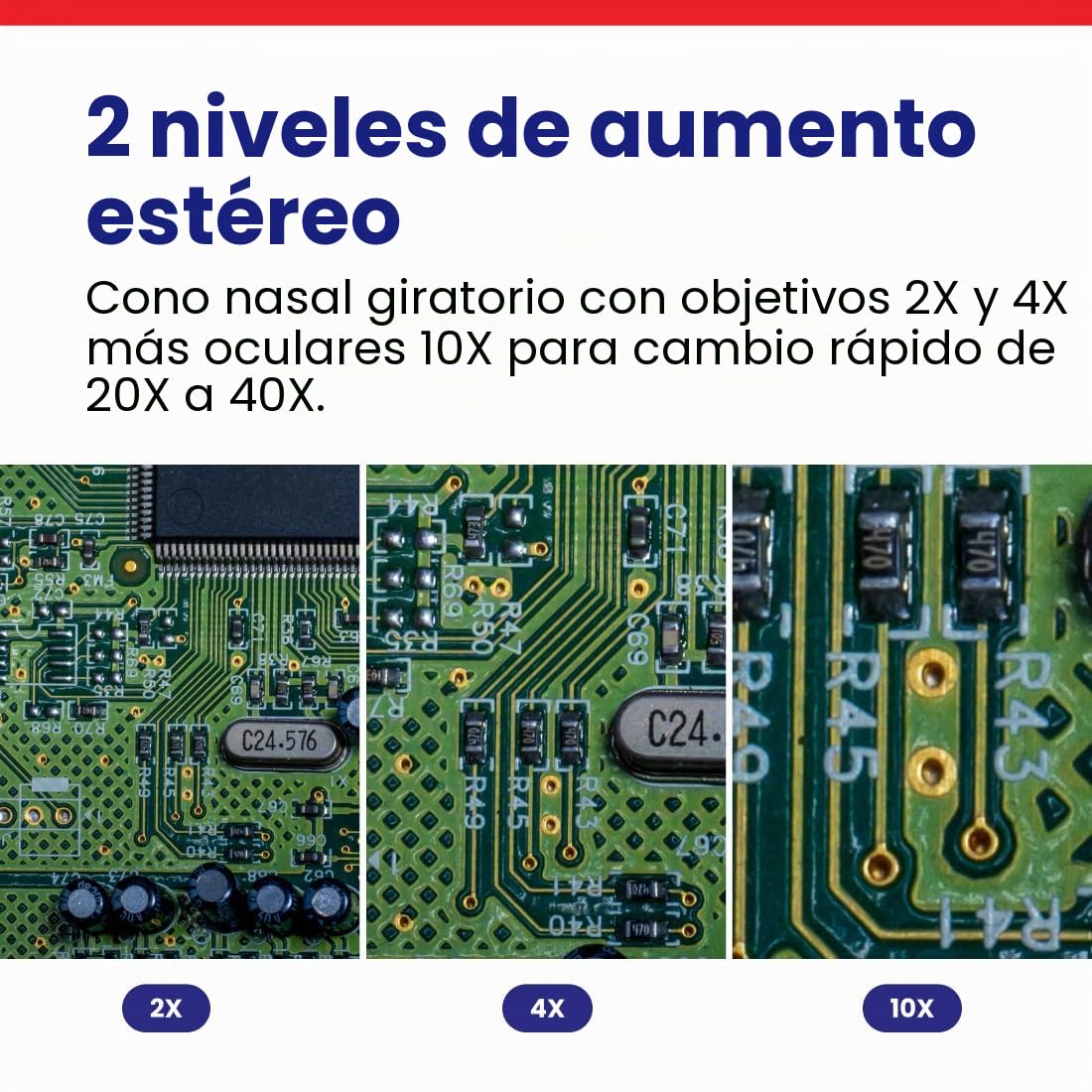 AmScope - Microscopio estéreo inalámbrico LED para iluminación Superior e Inferior 20X-40X.