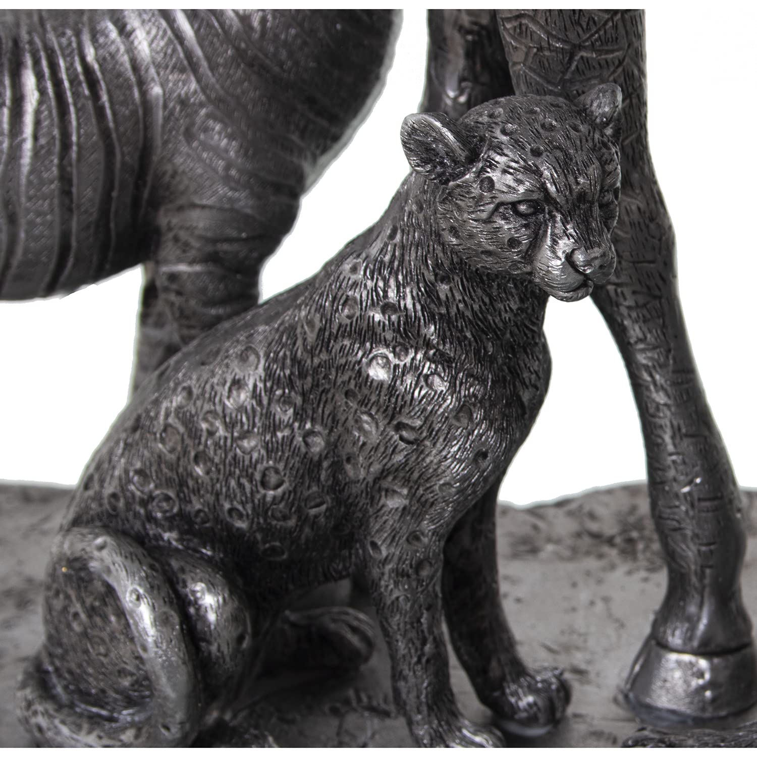 Figura de Animales de la Selva de Resina en Plateado 52x14x29cm