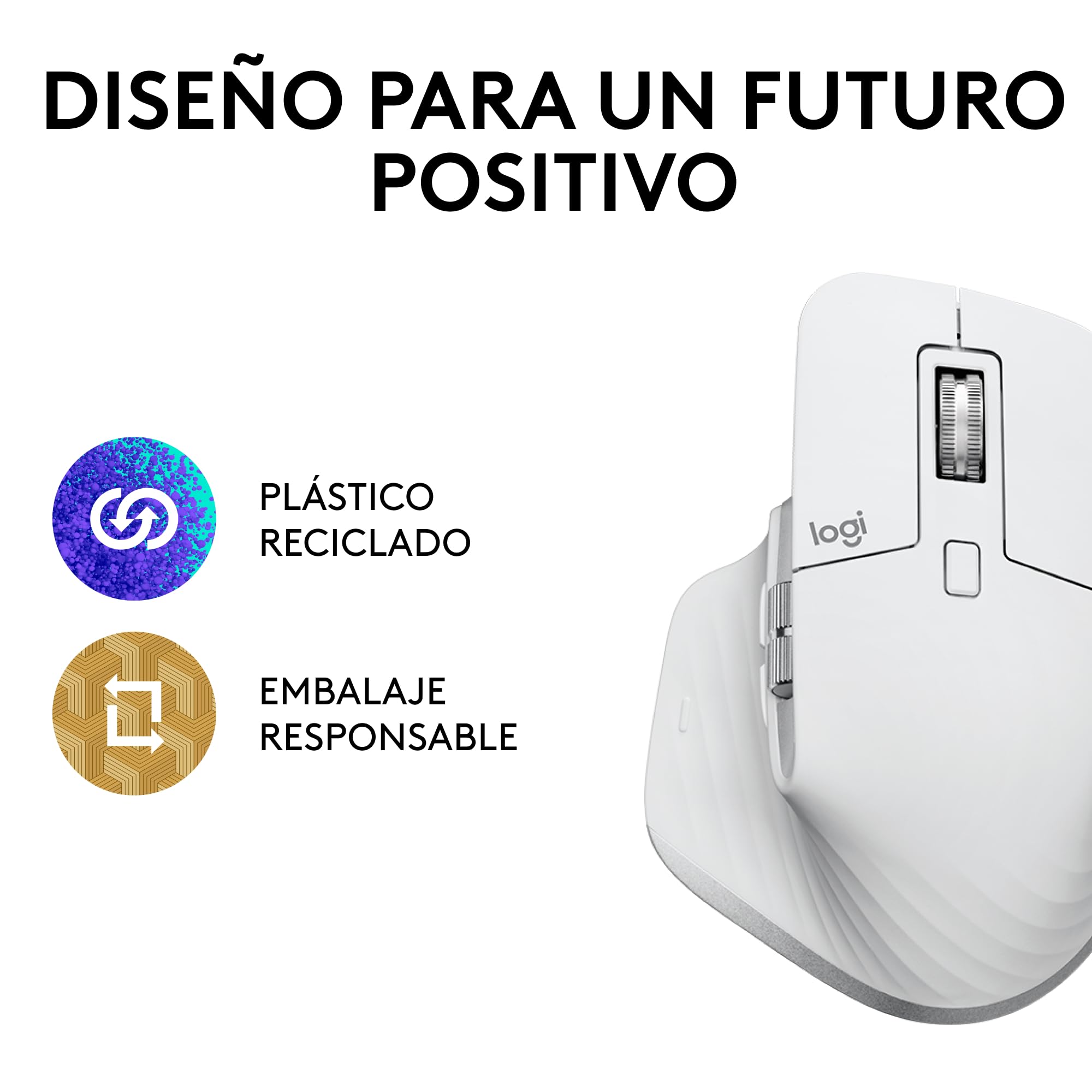 Logitech MX Master 3S - Ratón Inalámbrico con Desplazamiento Rápido | Ergo, 8K DPI, Funciona sobre Cristal, Clics Silenciosos, USB-C, Bluetooth, Windows, Linux, Chrome - Gris claro