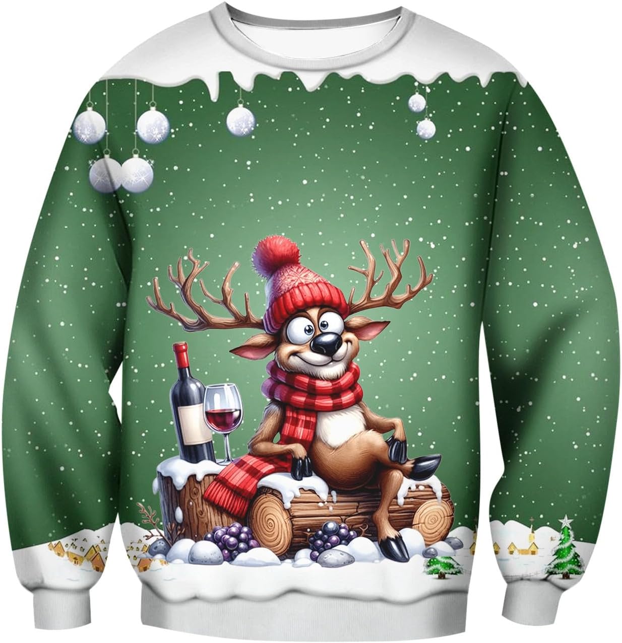 Pull De NoëL Homme Le PèRe Imprimé Pull Moche DéContracté Pull En Pour Doux Sweater Col Rond Chaud Sweats Manches Longues Pullover Pull Cachemire Grande Taille (Purple-A, XXXL