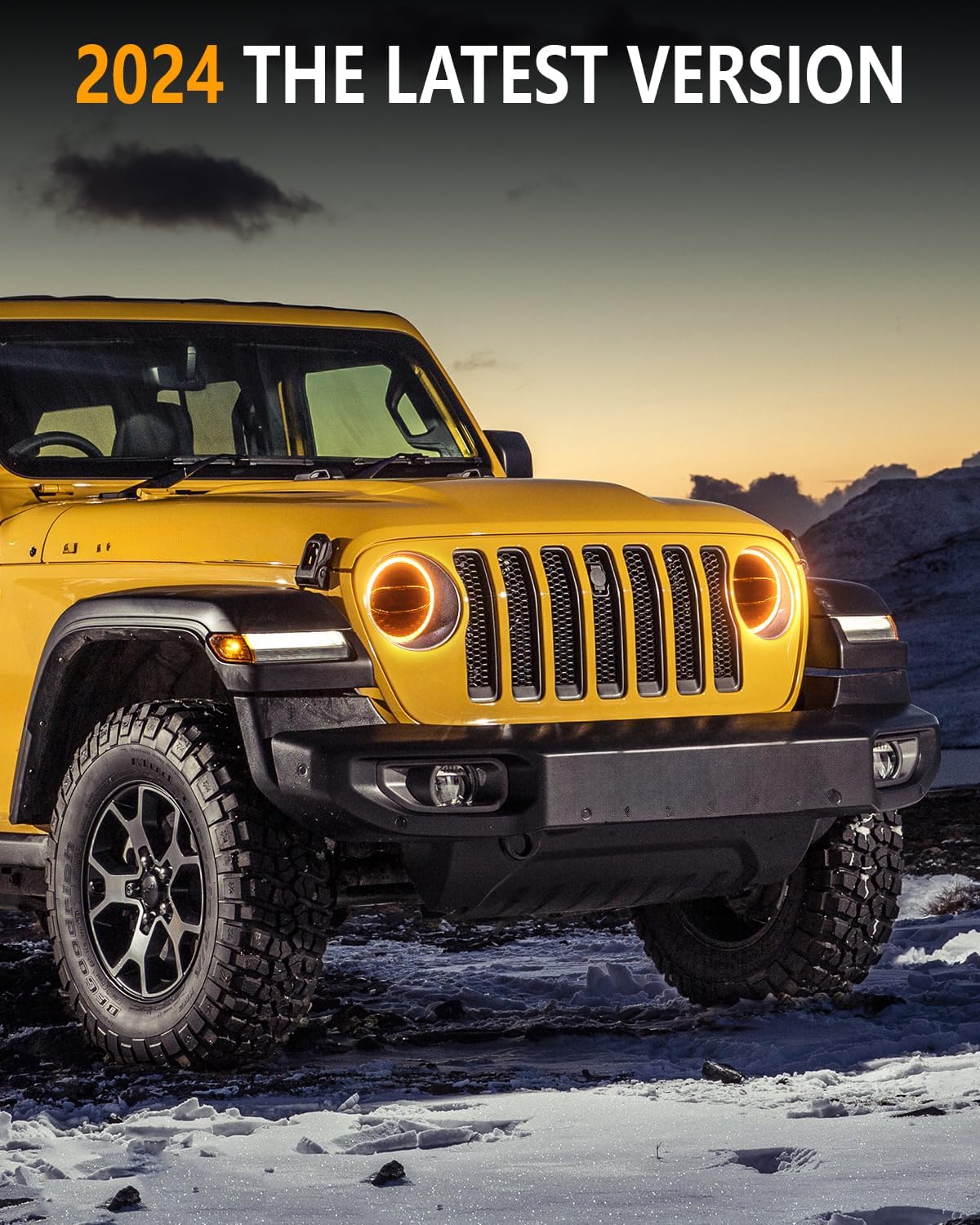 BICYACO 7 Inch LED Halo Headlights with Turn Signal Amber White DRL Compatible with Jeep Wrangler JK JKU 2007-2017 DOT Headlamp