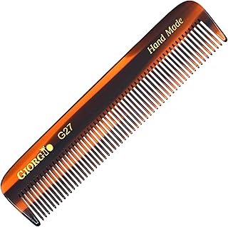 Giorgio G27 Handmade All Fine Tooth Pocket Comb, Hair Comb Straightener for Everyday Grooming Styling Hair, Mustache and Beard for Men Women and Kids, Saw Cut and Polished (Tortoiseshell)