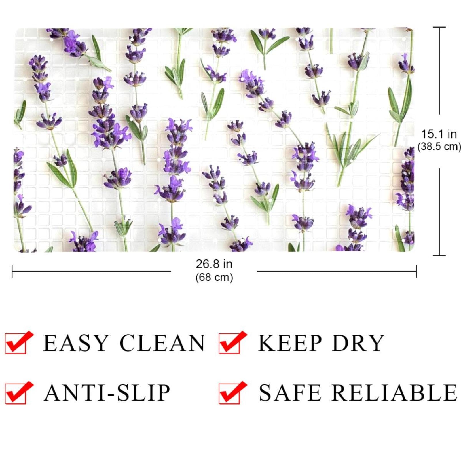 Tapis de bain de qualité supérieure - Antidérapant, facile à nettoyer et sans danger pour toute la famille - Fleur de lavande