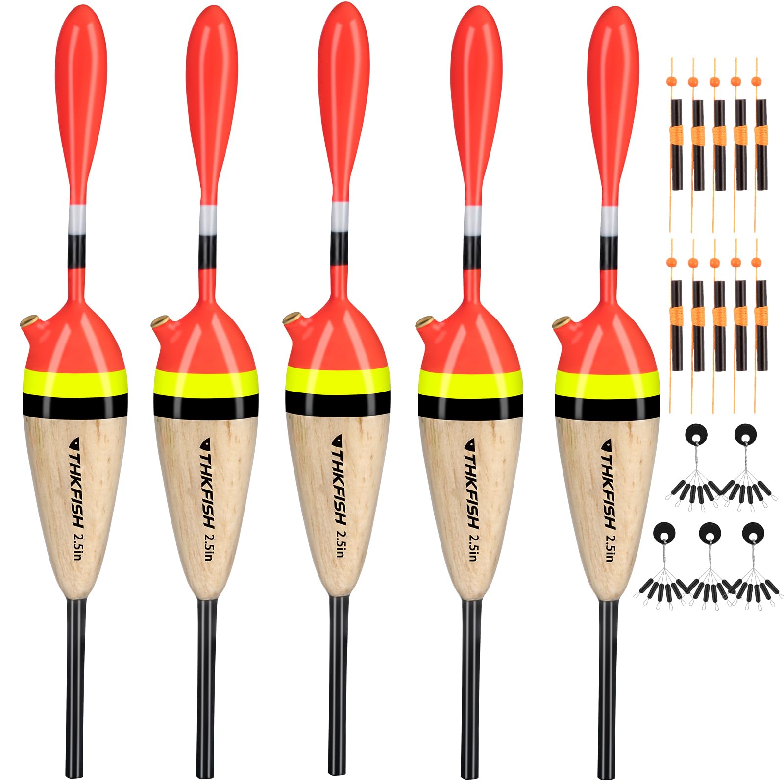 THKFISH Fishing Floats Balsa Wood Slip Bobbers for Fishing, Fishing Floats Bobbers for Crappie Panfish Trout Bass Walleye