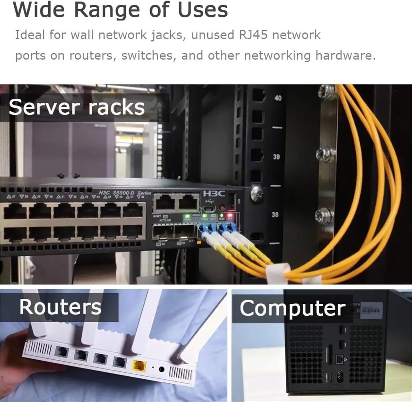 RJ45 Anti-Staub-Abdeckkappe, RJ45, Staubschutzkappe, Schutzstecker, Silikon-Stopper für Computer, Router, Schalter, Buchse für Hubs, Switches (weiß), 100 Stück