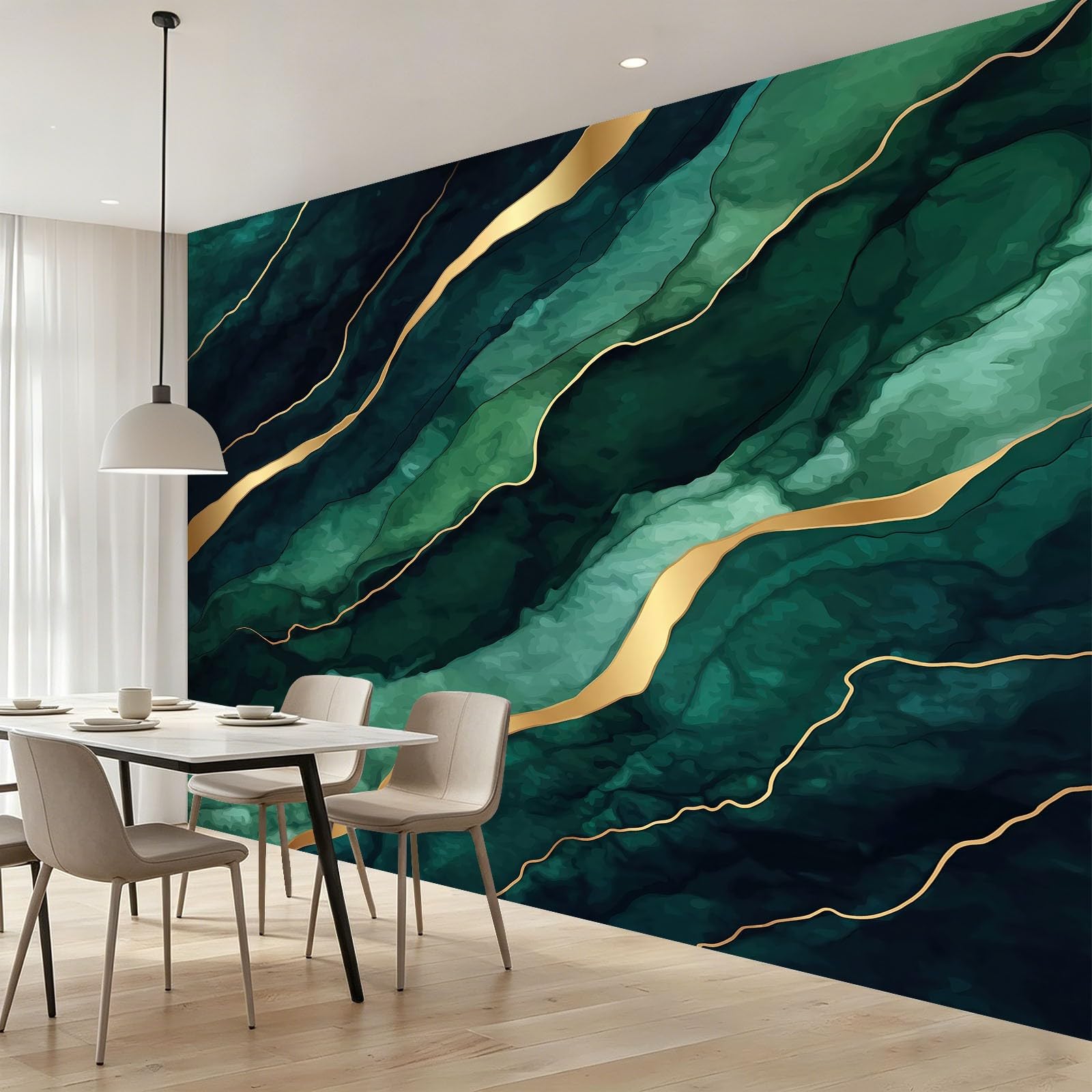 Abstrakcyjna luksusowa tapeta z włókniny, 350 x 256 cm, tapeta do sypialni, tło łóżka i korytarza, efekt 3D, dekoracja ścienna dla miłośników estetyki, plakat ścienny, wzór fali, złota kropka, marmur