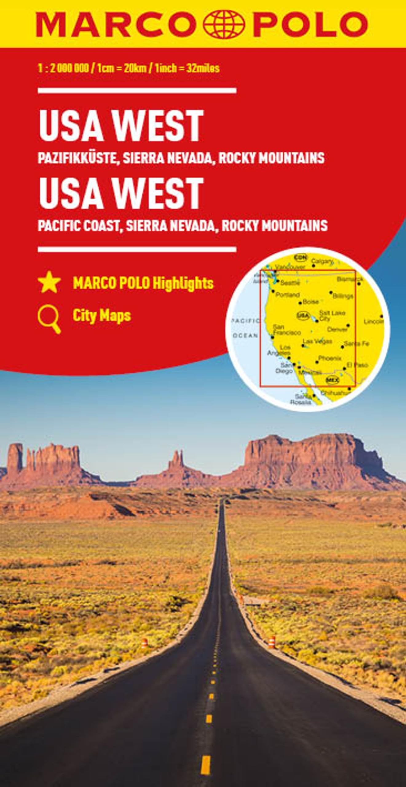 USA West Marco Polo Map: Pacific Coast, Sierra Nevada, Rocky Mountains (Marco Polo Maps)