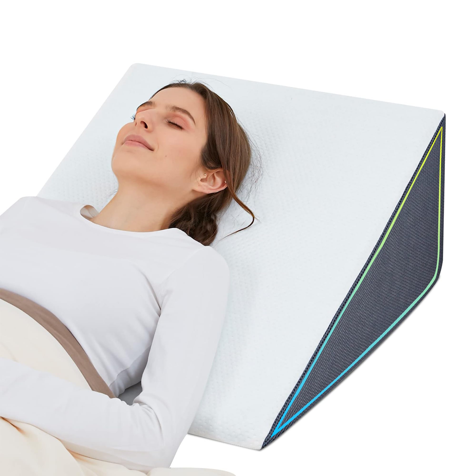 Memory Foam Wedge Pillow | Wedge Plus Cushion for Bed, Neck & Leg Support | Bed Wedge Pillow for Back Support | Elevation Triangle Pillow for Sleeping, Acid Reflux | Leg Positioner Pillows