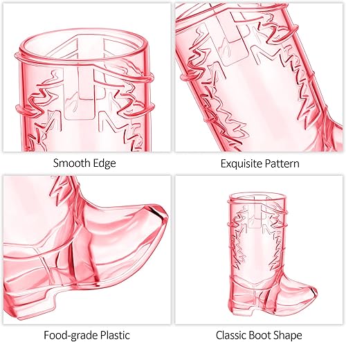 Miniatura 3 de ADXCO 24 vasos de plástico para botas vaqueras de 1 onza tazas de cerveza de plástico occidental reutilizables para botas vaqueras fiestas