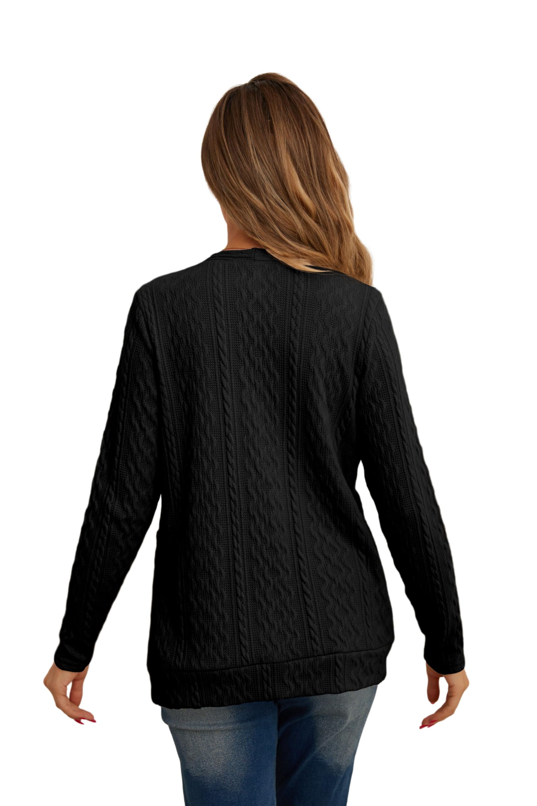 GRECERELLE Gilet Femme Cardigan Chic et Elégant Torsadé pour l'Automne avec Boutons Col en V et Poches Pratiques