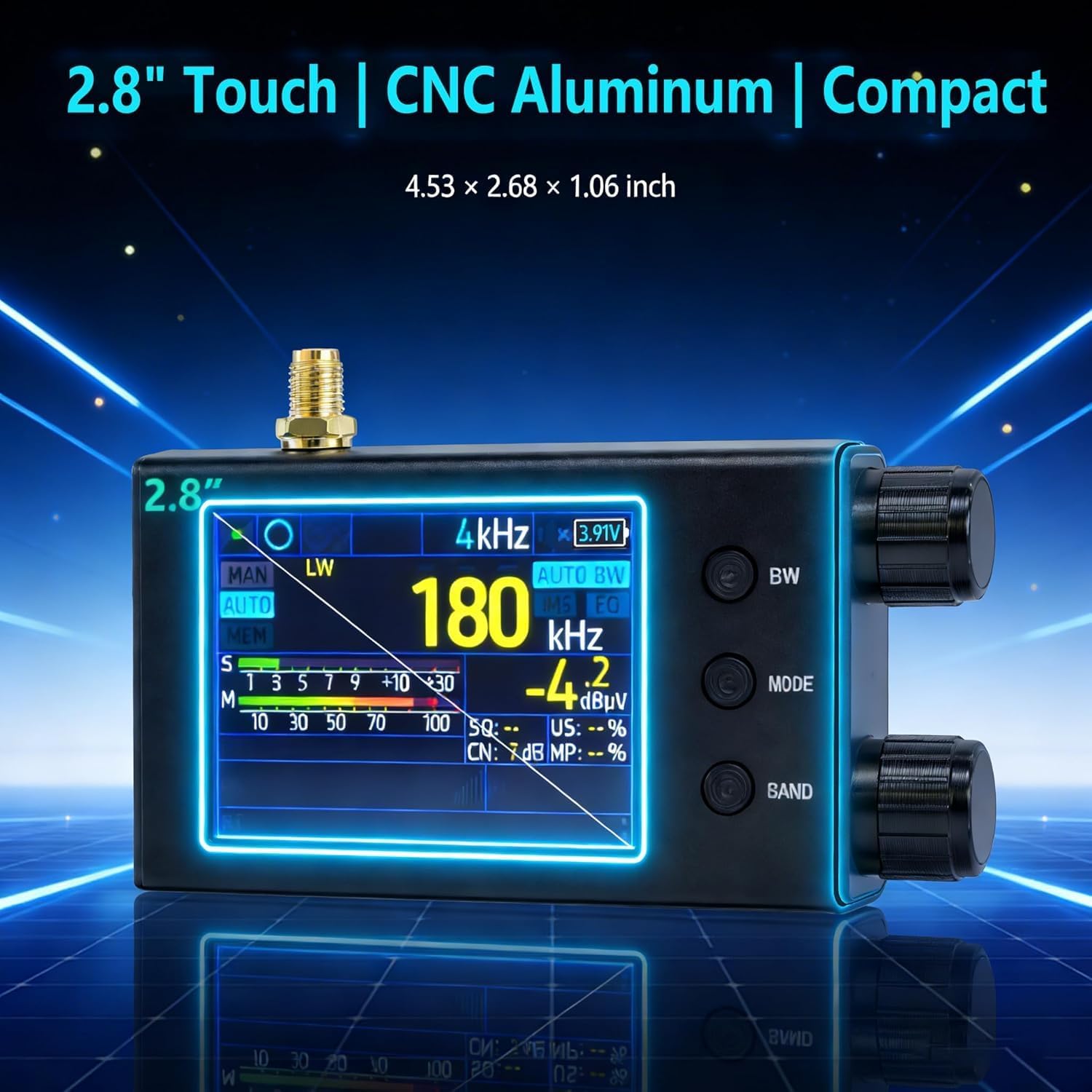 TEF6686 Full Band Radio Receiver 65 to 108MHz, Shortwave Pocket Radio CNC Aluminum Alloy, 2.8 Inch Touchscreen, for FMDX Remote Reception