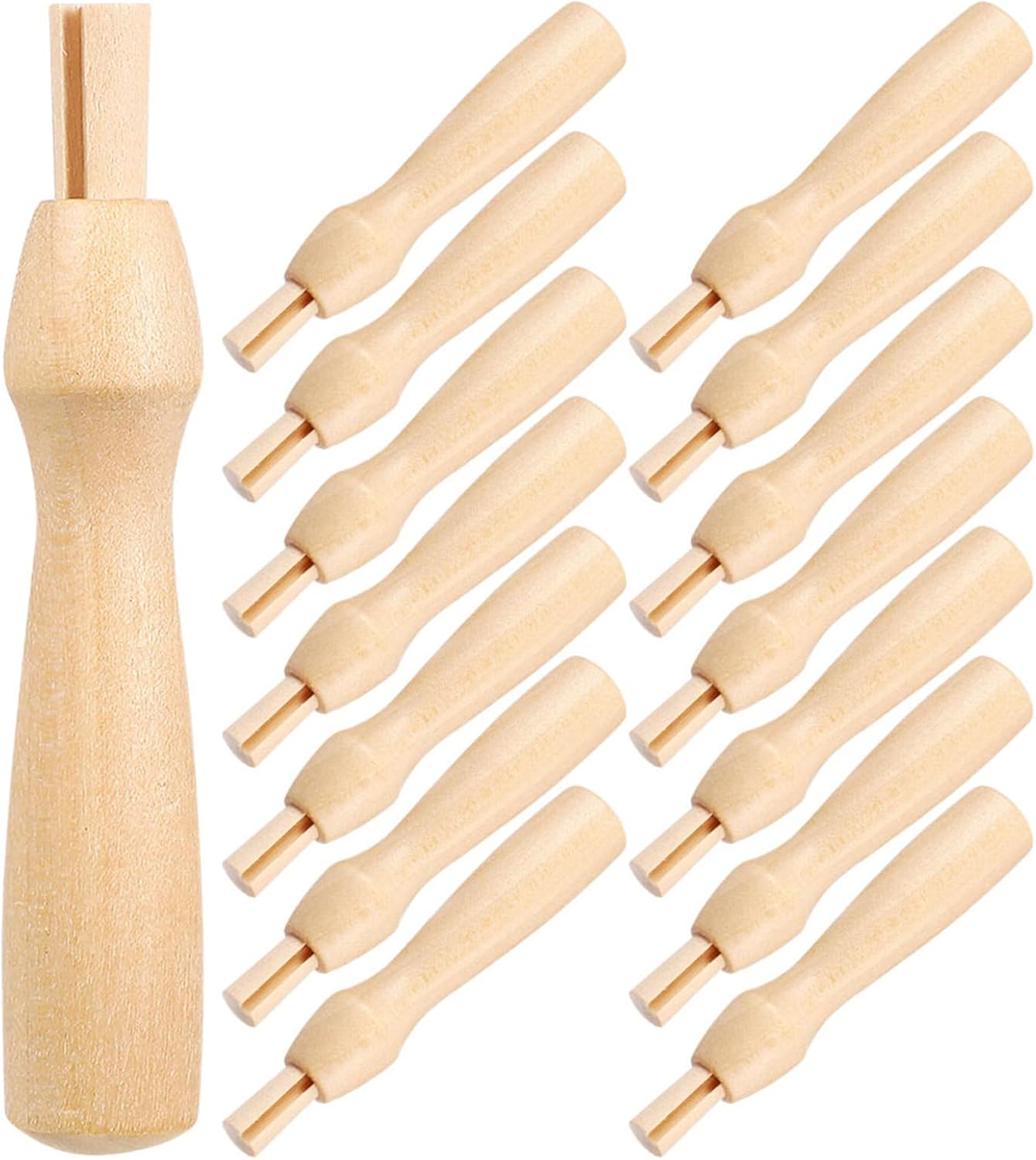 BESPORTBLE 16Pcs Needle Felting Handles Replacement Wooden Handles for Needle Felting Tools Wool Craft Supplies DIY Felting Holder Kit