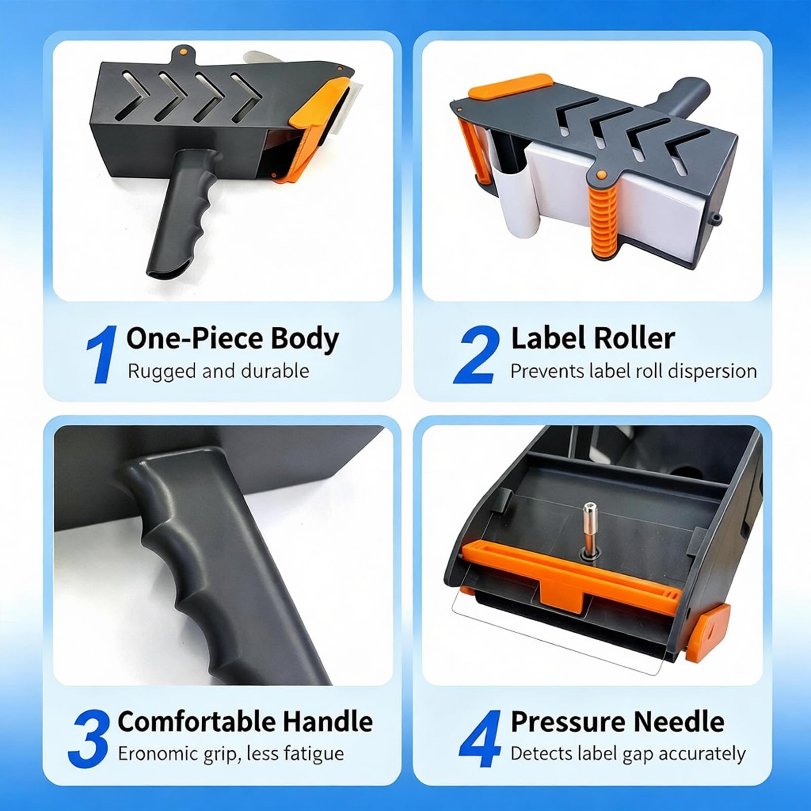 Pistola Applicatrice Manuale per Etichette di Spedizione, Compatibile con Etichette A Fisarmonica da 65 Mm di Altezza E in Rotolo da 14 Cm di Diametro Esterno, con Scarico Automatico