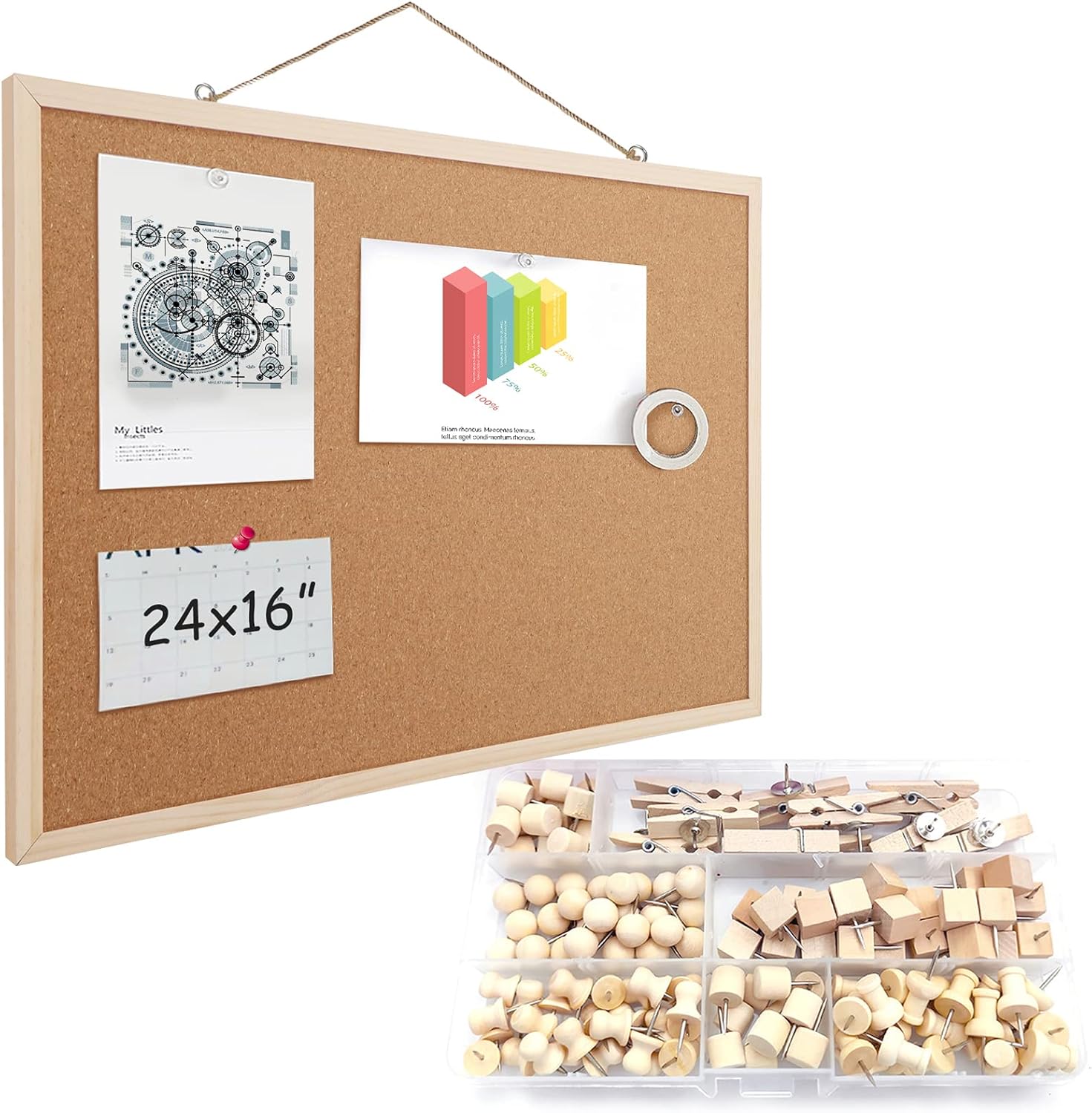 1 Cork Board White Board Combo for Walls 16" X 24" + 150