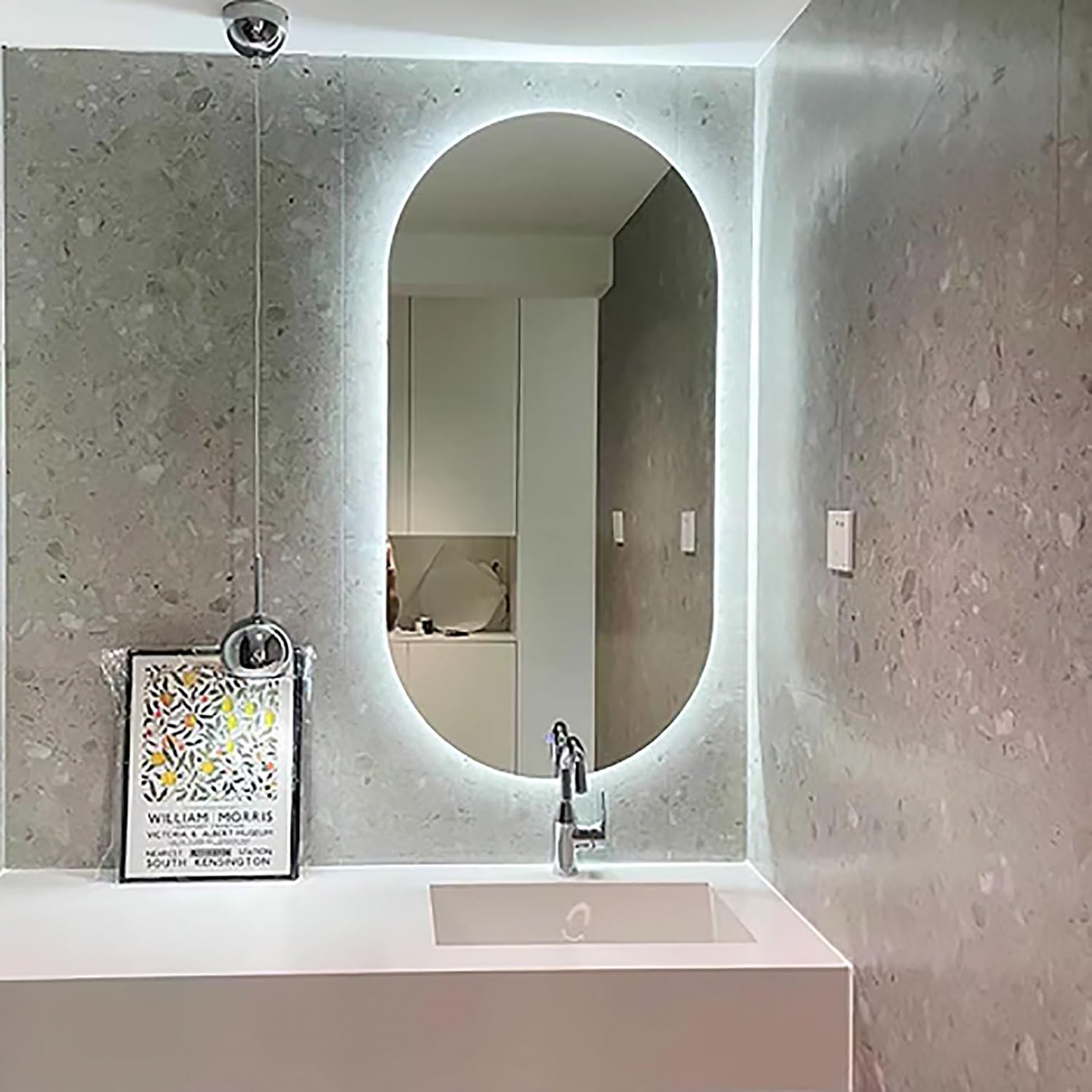 Miroir salle de bain anti-buée ovale 24x48 backlit miroir courtoisie tactile
