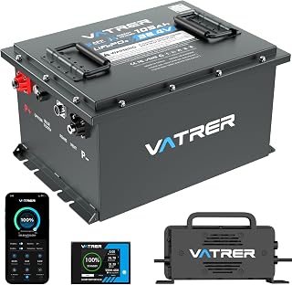 36V 105Ah LiFePO4 Golf Cart Battery, Built-in Smart 200A BMS, with Touch Monitor & Mobile APP, 4000+ Cycles Rechargeable Lithium Golf Cart Battery, Max 7.68kW Power Output, for Golf Carts