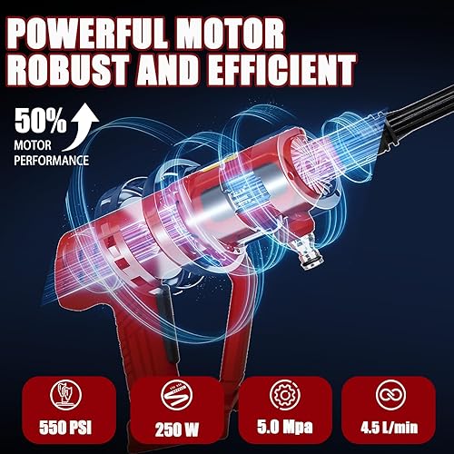 Miniatura 2 de Lavadora eléctrica inalámbrica para batería Milwaukee M18  PEDONY 550 PSI 1.0GPM limpiador a presión portátil con boquilla 6 en 1 para limpieza de