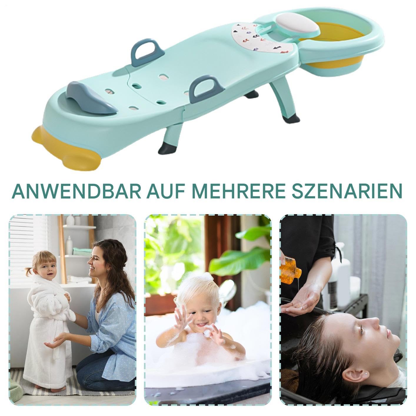 Kinder Shampoo Sitz - Kompakter Kleinkindstuhl, Leichtgewaschen | Unterstützt | Tragbarer Stabiler Rahmen Mit Kissenkomfort, Faltbares Tragbares Design Für Die Tägliche Haarreinigung Leicht B