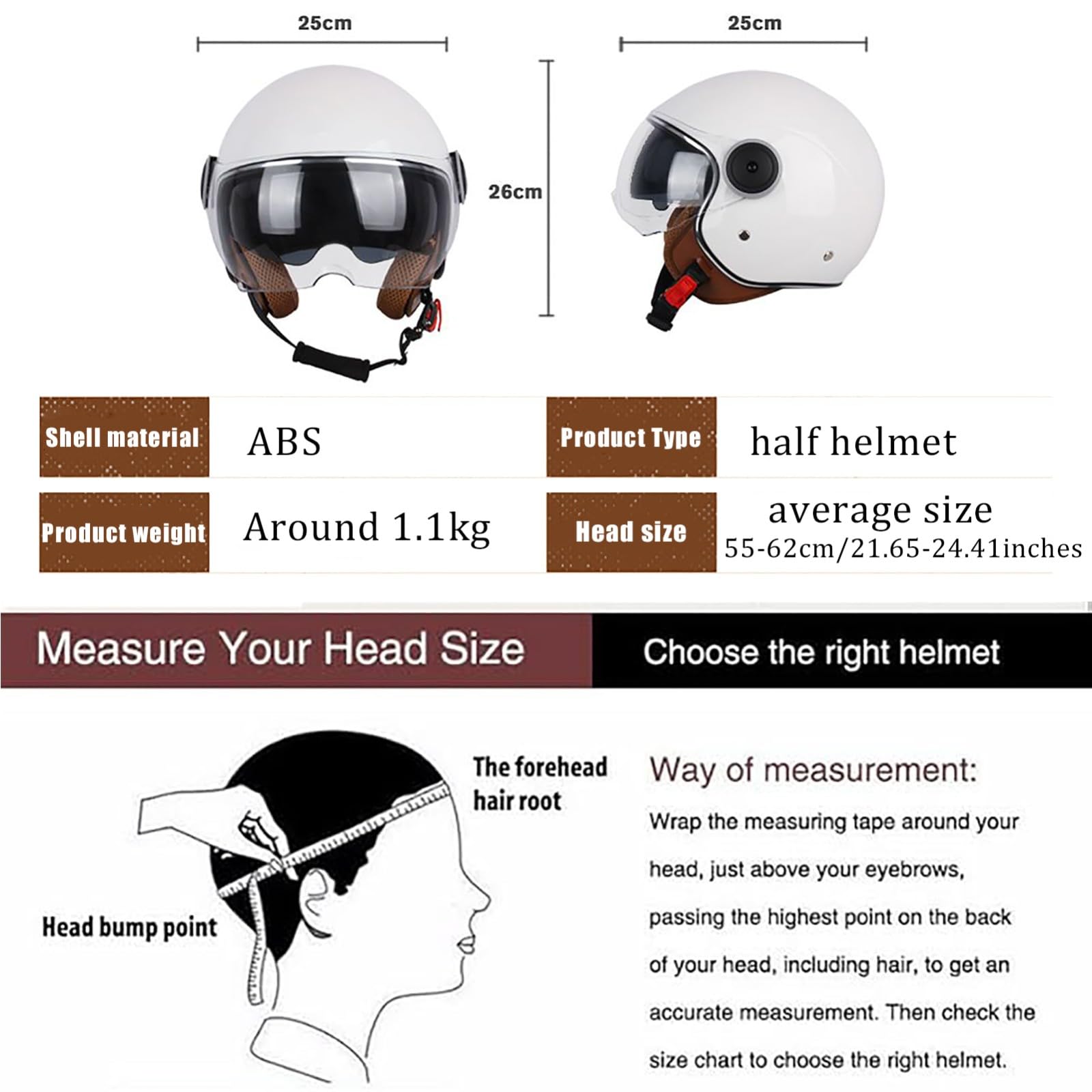Casco Abierto, Casco De Motocicleta Clásico Para Hombres Y Mujeres Con Doble Visera, Casco Retro Portátil, Cascos Tipo Jet, Casco Jet Para Scooter, Certificado ECE/DOT A,55-62cm