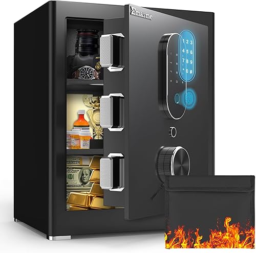Caja de seguridad, caja fuerte para el hogar con teclado electrónico, caja fuerte con estante extraíble para efectivo, joyas, documentos, seguridad