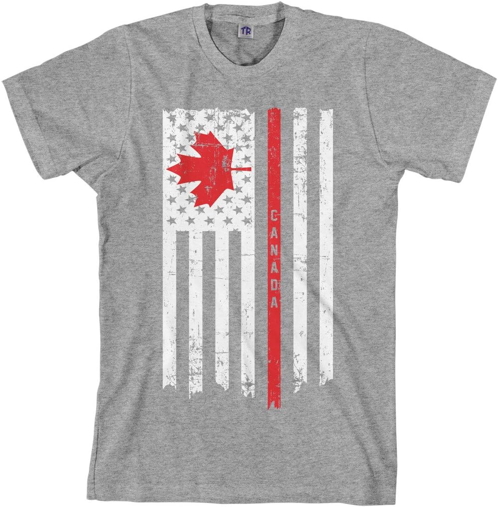 Threadrock Men's Canada USA Canadian American Flag T-Shirt