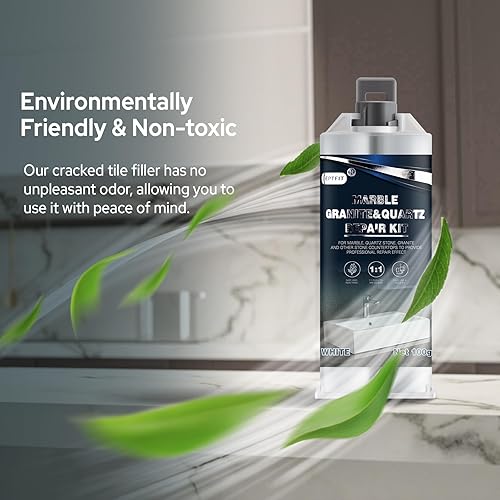 Miniatura 6 de Kit de reparación de virutas de cuarzo para encimera, kit de reparación de granito blanco y mármol, adecuado para granito, mármol y otras