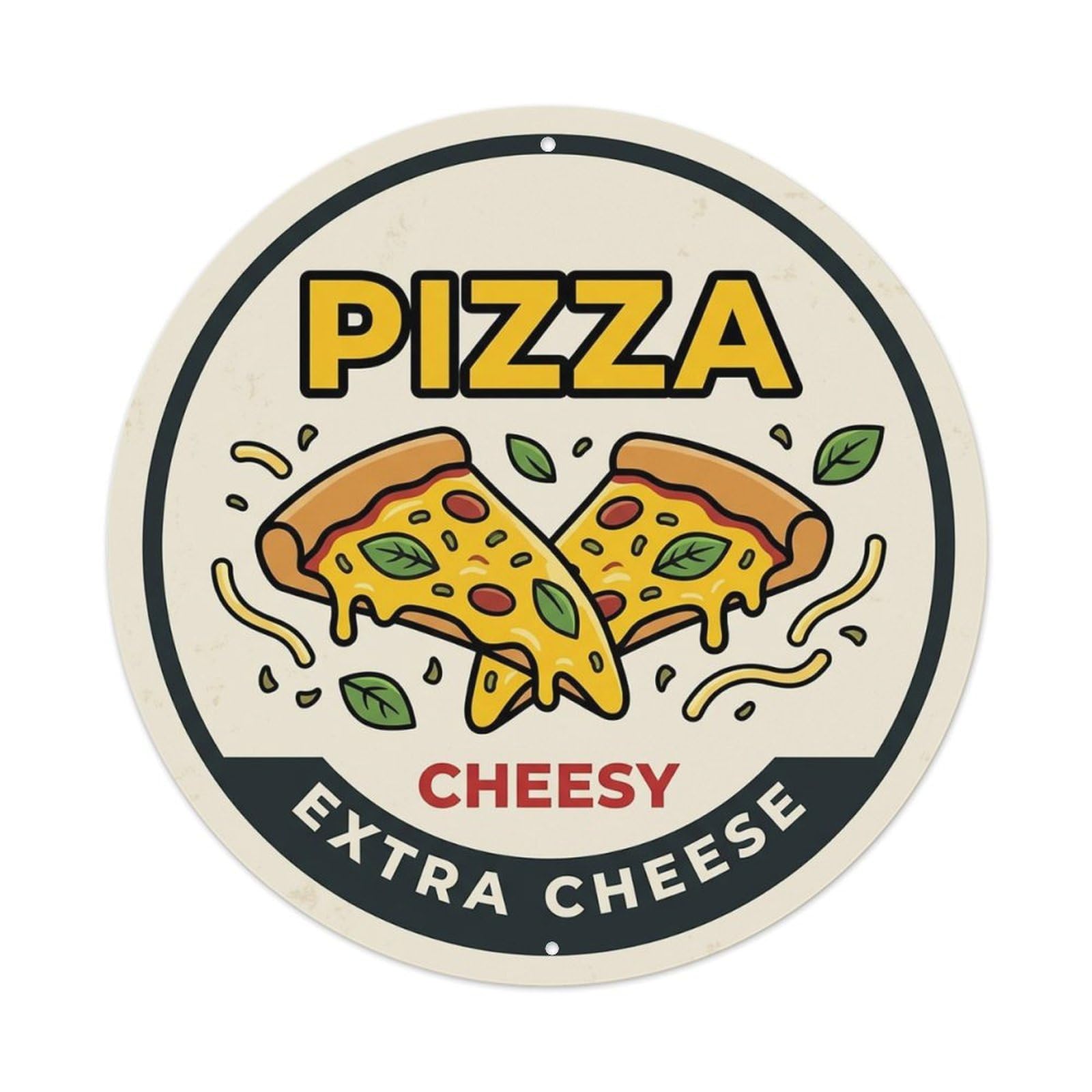 Huiyhb 8X8inch(20X20cm) Vintage Pizza Slice Italian Traditional Cuisine Cheese Metal Tin Sign