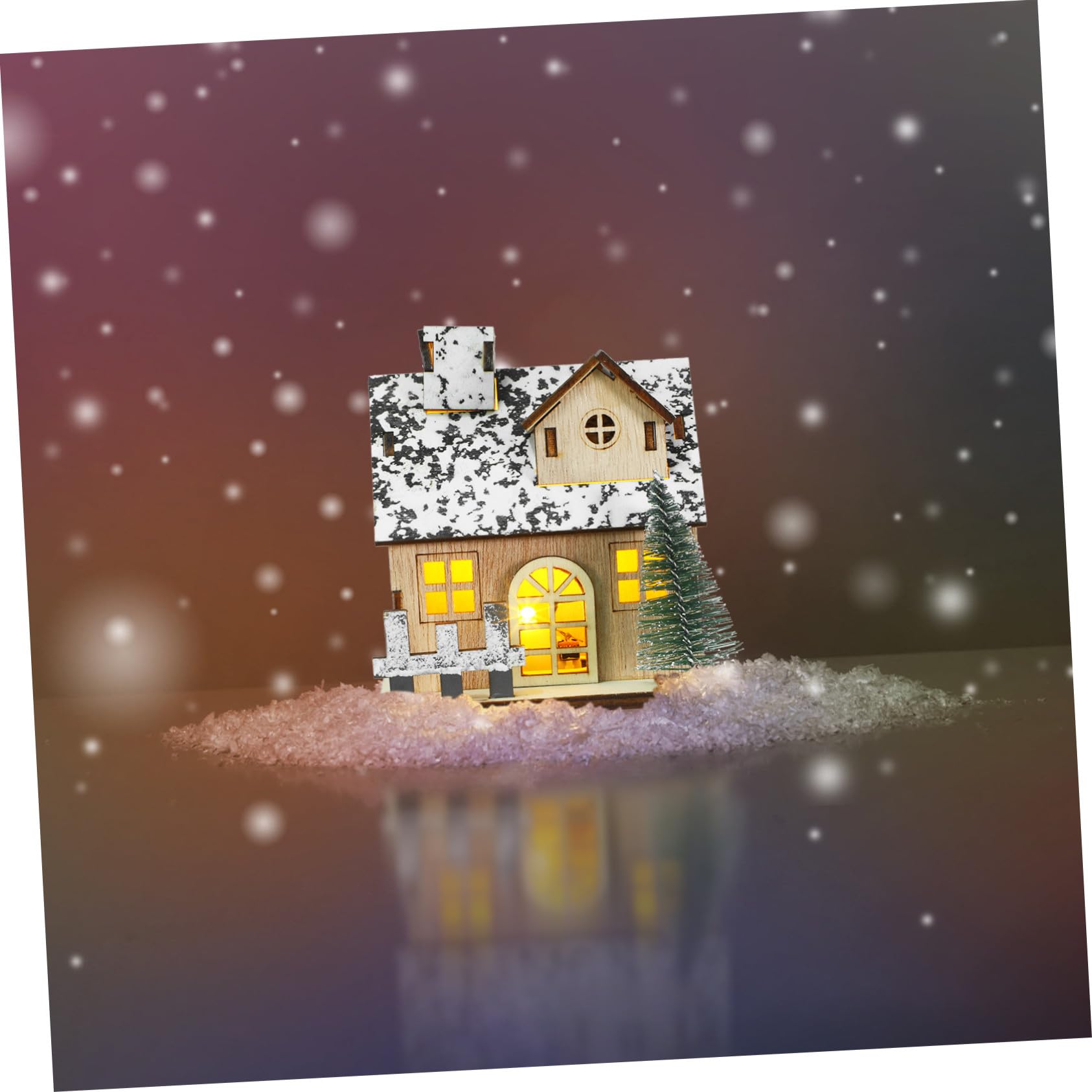 KOMBIUDA 3pezzi Casetta di Natale in Legno Set di Villaggio Natalizio Mini Case di Legno Decorazioni per Tavolo Case Illuminate