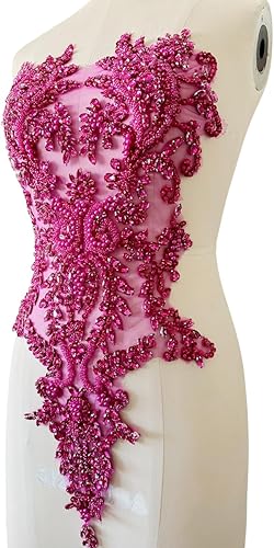 Miniatura 4 de Parches de diamantes de imitación brillantes hechos a mano para coser a mano con lentejuelas de cristal en encaje para vestido de graduación, ropa