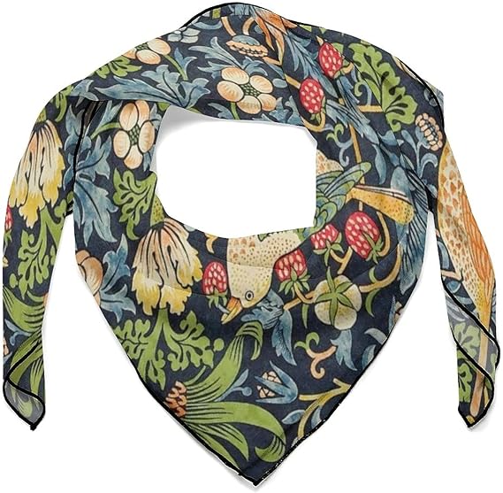 Amazon Inov ウィリアム モリス ストロベリー泥 レディース シルクタッチ 正方形 バッグスカーフ バンダナ ヘアアクセサリー 春 夏uv カット 贈り物 誕生日 プレゼント 首巻き 小顔 巻き方 スカーフ 通販